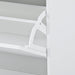 Slim Entryway Organizer with 2 Flip Drawers, Tempered Glass Top Shoe Storage Cabinet with Drawer, Free Standing Tipping Bucket Shoe Rack with LED Light for Hallway, White - DTYStore