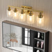 Golden 5-Light Vanity Light with Clear Glass Shades, Modern Iron Metal Bathroom Wall Fixture for Mirror, Ideal for Bathroom and Dressing Table (No Bulbs) - DTYStore