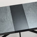 55.11" -70.86"Retro Rectangular Stretch Dining Table,Dark Grey stone Top And Black Relief Plate, Black Fine Sand Cross Iron Foot Base Dining Table, With Storage Box. - DTYStore