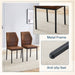 Luxury Simple Chair - Set of 6 Brown Technology Fabric Material High Resilience Dining Chair with Metal Black Leg.The Chair Back Has a Vertical Stripe Design With Smooth And Uniform Lines. - DTYStore