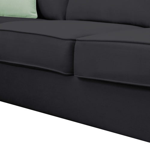 Modern Black L Shape Fabric Sectional Sofa with Ottoman and Pillows, 112*87 Inches, 7 Seats - Image 22