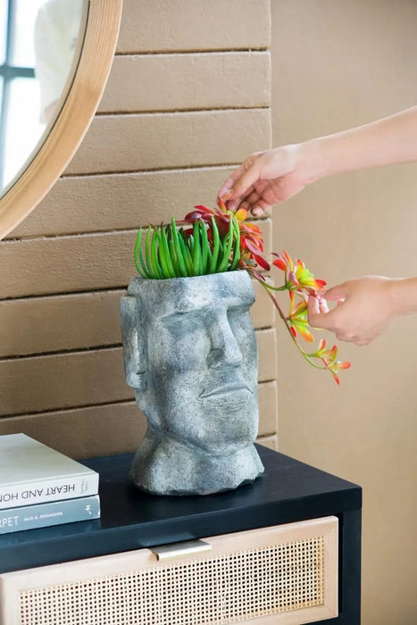 6.5x5.5x11' Easter Island Cement Planter Default -DTYStore