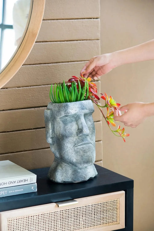 6.5x5.5x11' Easter Island Cement Planter Default -DTYStore