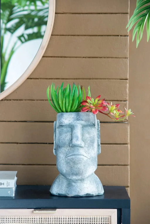 6.5x5.5x11' Easter Island Cement Planter Default -DTYStore