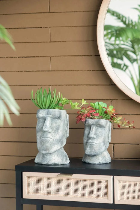 6.5x5.5x11' Easter Island Cement Planter Default -DTYStore