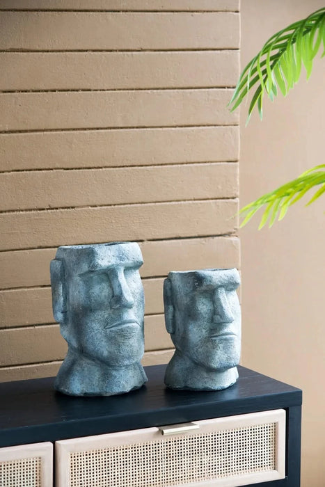 6.5x5.5x11' Easter Island Cement Planter Default -DTYStore