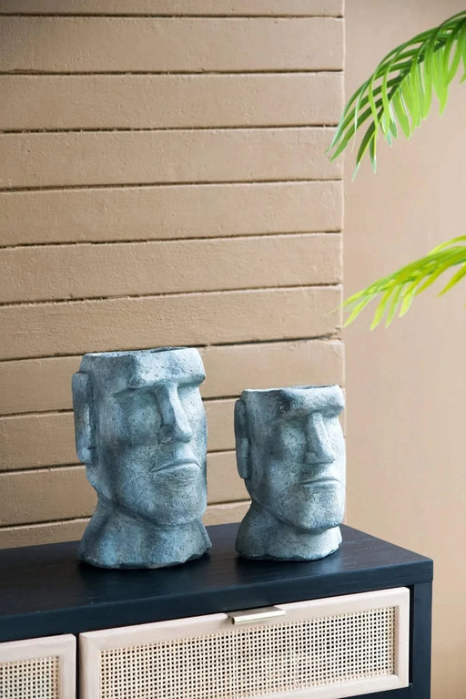 6.5x5.5x11' Easter Island Cement Planter Default -DTYStore
