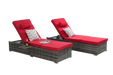 Outdoor Chaise Lounge Chair Set of 2 with Storage Patio Pool Chairs Tanning Lounges for Outside,Beach Rattan Recliners with Adjustable Backrest, Table, Cushion for Poolside Backyard Garden - DTYStore