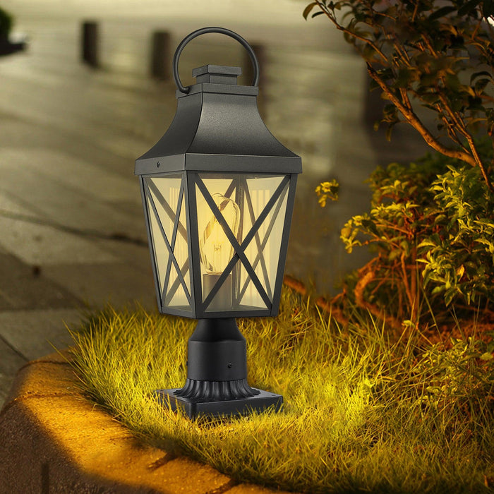 Outdoor Post Light,Lamp Post Light Fixture,Post Lantern with Pier Mount Base,Textured Black,21.3in,Suitable for Gardens, Yards or Entrances (2 pack)
