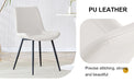 White artificial leather backrest cushion dining chair, black metal legs, curved widened cushion design for more comfort, suitable for restaurants, kitchens, bedrooms, offices.(4 chairs) 0502 - DTYStore