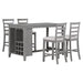 5-Piece Multi-Functional Rubber Wood Counter Height Dining Set with Padded Chairs and Integrated Wine Compartment - DTYStore
