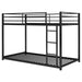 Twin over Twin Metal Bunk Bed, Low Bunk Bed with Ladder, Black - DTYStore