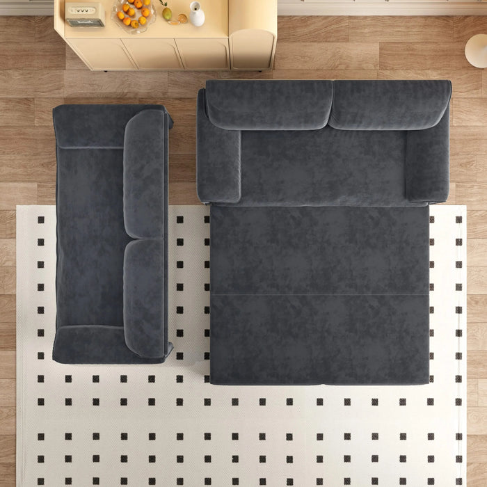 66' Queen Pull Out Sofa Bed, 3-in-1 Convertible Sleeper Sofa with Side Storage,Multi-Functional Velvet Loveseat Bed for Living Room,Bedroom,Apartment,Office Default -DTYStore