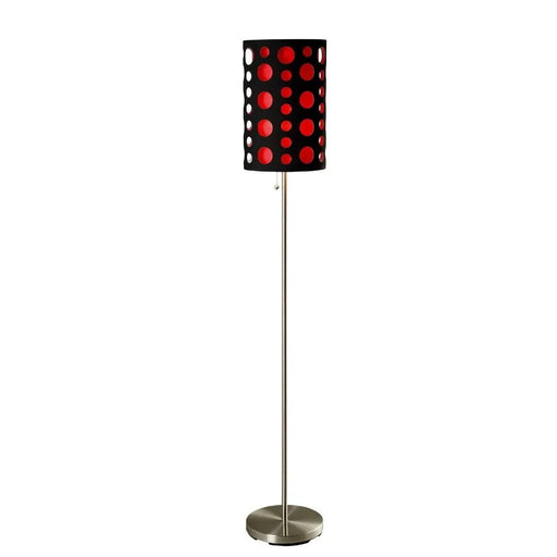 66' Tall Metal Floor Lamp, Retro design with Black and Red Shade Default -DTYStore