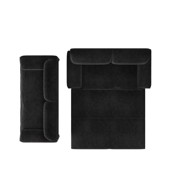 66 ' Queen Pull Out Sofa Bed, 3-in-1 Convertible Sleeper Sofa with Side Storage,Multi-Functional Velvet Loveseat Bed for Living Room,Bedroom,Apartment,Office Default -DTYStore