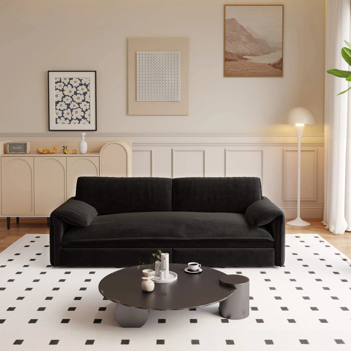 66 ' Queen Pull Out Sofa Bed, 3-in-1 Convertible Sleeper Sofa with Side Storage,Multi-Functional Velvet Loveseat Bed for Living Room,Bedroom,Apartment,Office Default -DTYStore