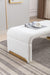 New Boucle Fabric Loveseat Ottoman Footstool Bedroom Bench Shoe Bench With Gold Metal Legs,Ivory White - DTYStore