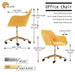 Modern Velvet Fabric Material Adjustable Height 360 Revolving Home Office Chair With Gold Metal Legs And Universal Wheels For Indoor,Yellow - DTYStore