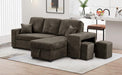 Reversible Sleeper Sectional Sofa Bed with Side Shelf and 2 Stools,Pull-Out L-Shaped Sofa Bed,Corner Sofa-Bed with Storage Chaise Left/Right Hande for Living Room,Knox Charcoal - DTYStore