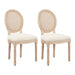 Upholstered Fabrice With Rattan Back French Dining Chair with rubber legs,Set of 2,Beige - DTYStore