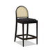 Panama 26.5' Curved Back Cane Rattan Counter Stool, Set of 2, Ebony Black Boucle - DTYStore