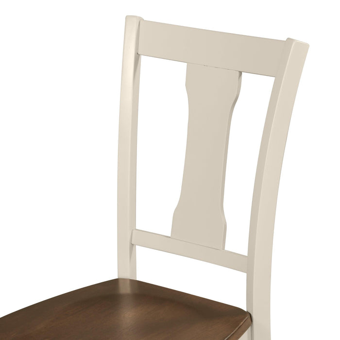 Classic 6-Piece Dining Set Wooden Table and 4 Chairs with Bench for Kitchen Dining Room (Brown+Cottage White) - DTYStore