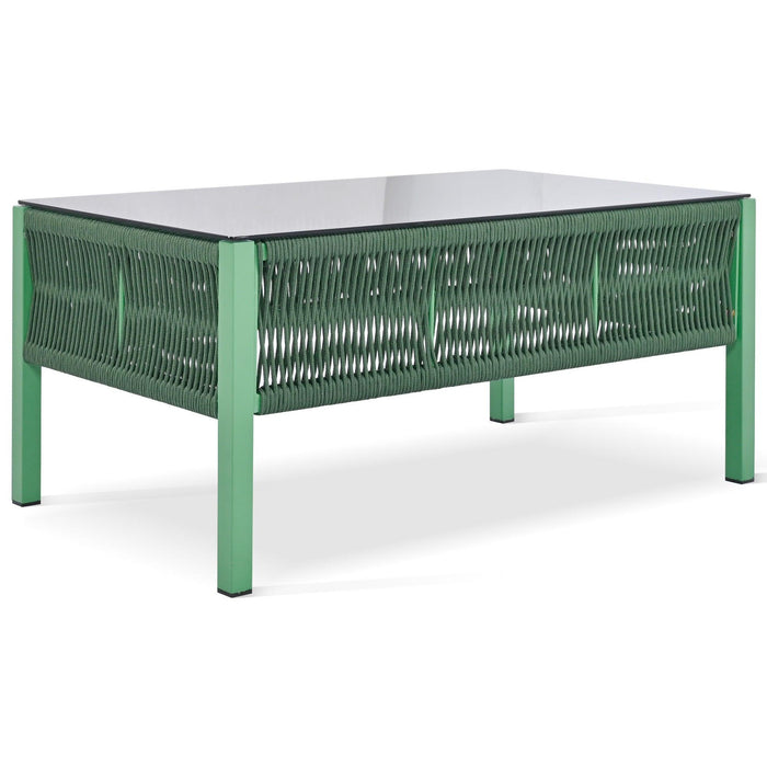 4-Piece Rope Patio Furniture Set, Outdoor Furniture with Tempered Glass Table, Patio Conversation Set Deep Seating with Thick Cushion for Backyard Porch Balcony (Fluorescent Yellow & Green)