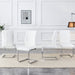 Luxury Simple Arch Chair - Set of 4 White PU Material High Resilience Dining Chair with Arched Metal Silver Leg. - DTYStore