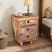 End Table Recycled Wood Nightstand, Side Table with 3 Drawers, Vintage Natural Bedside Table for Bedroom Living Room - DTYStore