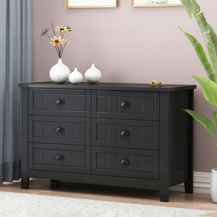 Drawer Dresser BAR CABINET side cabinet,buffet sideboard,buffet service counter, solid wood frame,plasticdoor panel,retro shell handle,applicable to dining room, living room, kitchen ,corridor,black - DTYStore