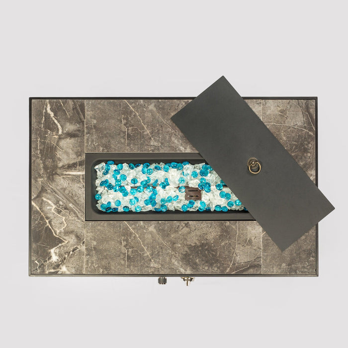 Outdoor Rectangle Fire Pit Table with Propane Tank Cover - DTYStore
