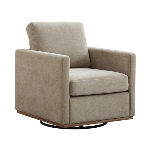Modern Square Upholstered Swivel Accent Chair 360 Degree Lounge Armchair Taupe Chenille 30.7'W