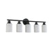 Modern 5-Light Vanity Bathroom Mirror Light, Frosted White Glass with Black Iron Frame, Contemporary Wall Sconce for Bedroom, Bathroom, And Dressing Room (Bulb Not Included) - DTYStore