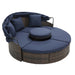 Hot Sale KD Rattan Round Lounge With Canopy Bali Canopy Bed Outdoor, Wicker Outdoor Sofa Bed with lift coffee table - DTYStore