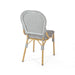 Outdoor PE Rattan and Aluminum Armless French Bistro Chairs, Set of 2, Gray and Bamboo Finish - DTYStore