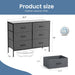Dresser for Bedroom 6 Drawers Wide Fabric Storage Units Chest of Drawers for Bedroom with Metal Frame and Wooden Top for TV - DTYStore