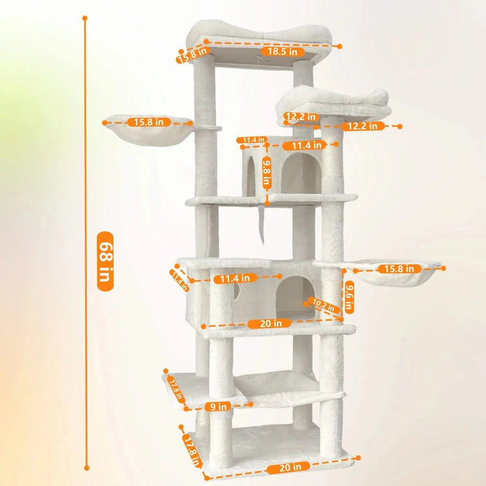 68 Inches Multi-Level Large and Tall Cat Tree beige Default -DTYStore