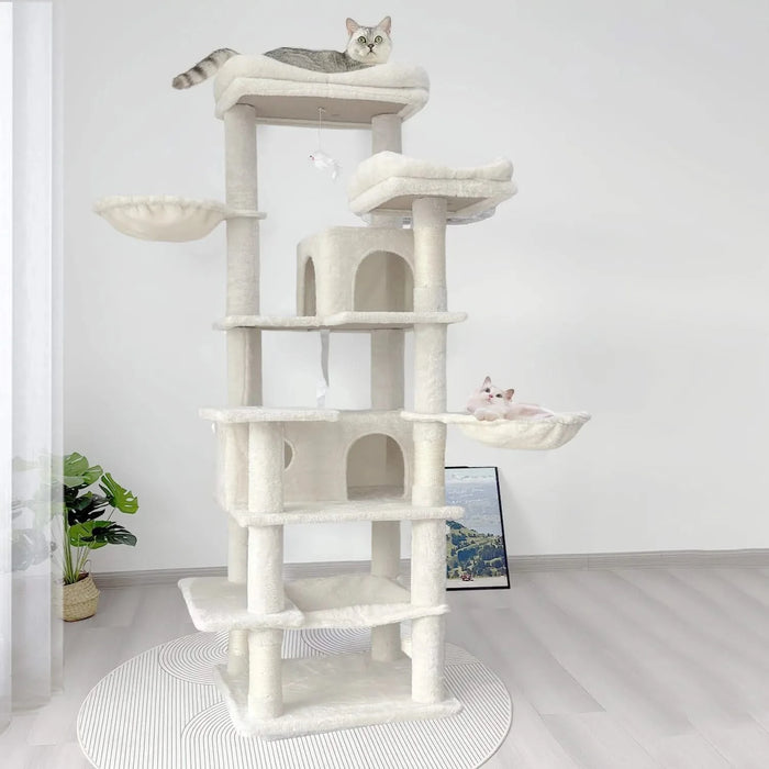 68 Inches Multi-Level Large and Tall Cat Tree beige Default -DTYStore