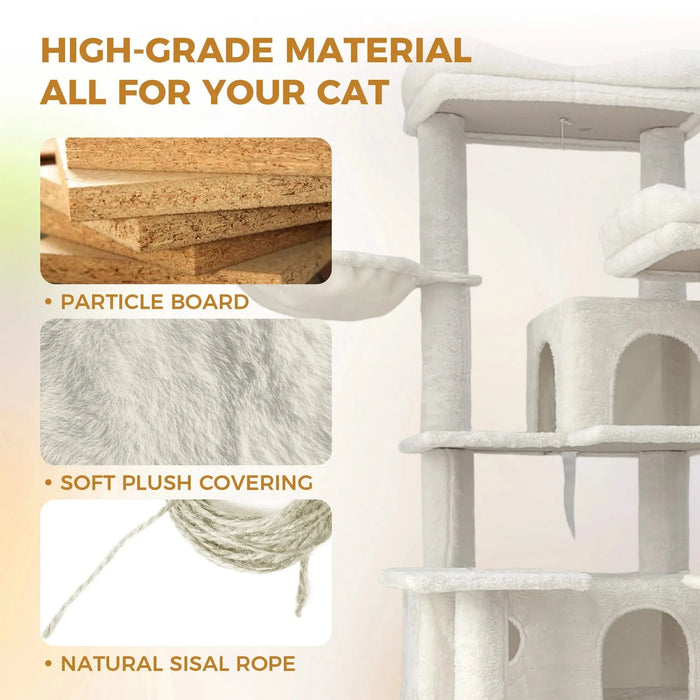 68 Inches Multi-Level Large and Tall Cat Tree beige Default -DTYStore