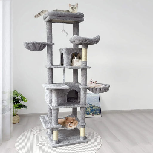 68 Inches Multi-Level Large and Tall Cat Tree gray Default -DTYStore