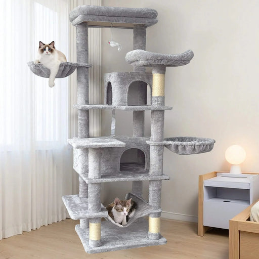 68 Inches Multi-Level Large and Tall Cat Tree gray Default -DTYStore