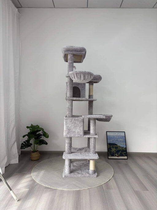68 Inches Multi-Level Large and Tall Cat Tree gray Default -DTYStore