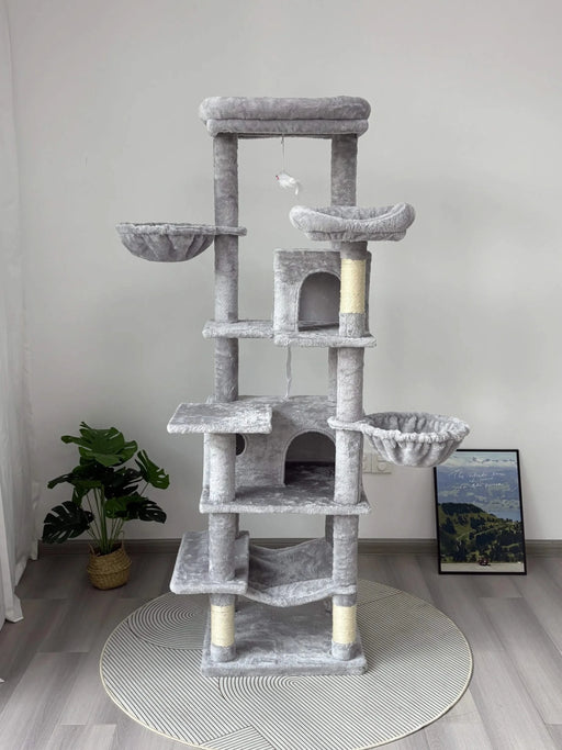 68 Inches Multi-Level Large and Tall Cat Tree gray Default -DTYStore