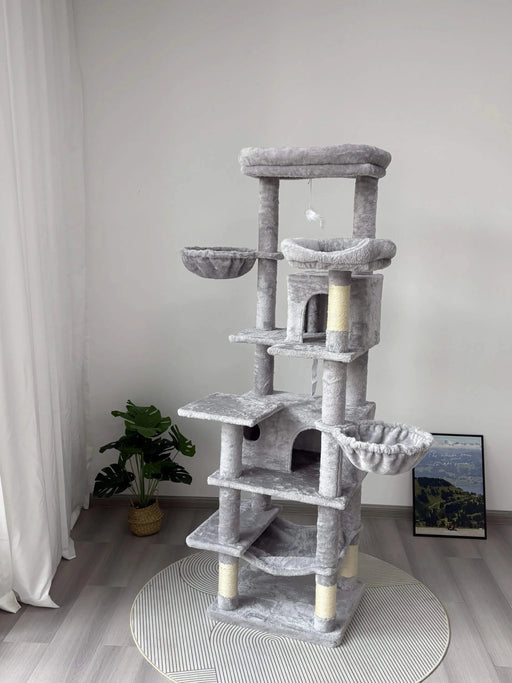 68 Inches Multi-Level Large and Tall Cat Tree gray Default -DTYStore