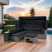 7-Piece Patio Furniture Set w/Retractable Canopy Wicker Rattan Sectional Sofa Set Patio Furniture with Washable Cushions for Lawn, Garden, Backyard, Poolside Grey wicker + Black Cushion - DTYStore