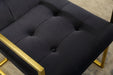 Modern Velvet Dining Arm Chair Set of 1, Tufted Design and Gold Finish Stainless Base - DTYStore
