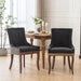 Furniture, Ultra Side Dining Chair, Thickened fabric chairs with neutrally toned solid wood legs, Bronze nail head, Set of 2, Blue - DTYStore