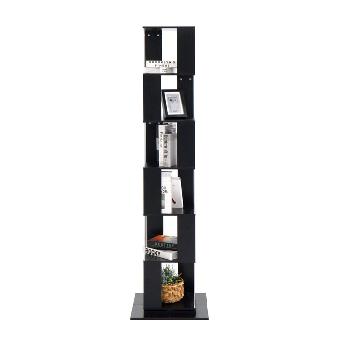 6 tier Rotating Bookshelf, Floor Rack Simple Bookcase with Acrylic plate Student Multi-Function Creative Bookshelf for Living Room with anti-toppling base - DTYStore