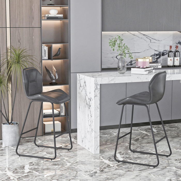 Set of 2, Leather Bar Chair with High-Density Sponge, PU Chair Counter Height Pub Kitchen Stools for Dining room,homes,bars, kitchens,Gray - DTYStore