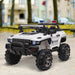 Big Size 53"L 2-Seater 12V Police Car Ride-on Truck with Remote Control and Siren, Battery-Operated Electric Car for Kids with Suspension, MP3 Player, Lights, Music, Horn, White - DTYStore